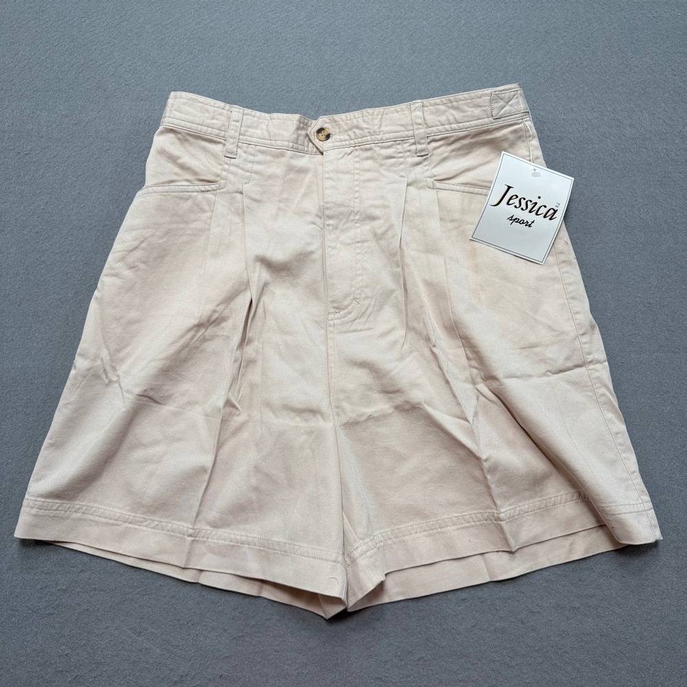NEW‎ Jessica Sport Shorts Women's 8 Beige Pleated High Rise Chino Casual Outdoor